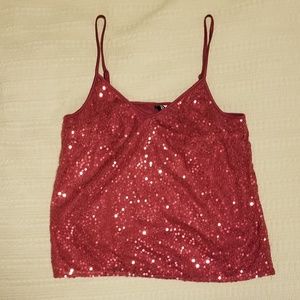 Maroon sequin cami